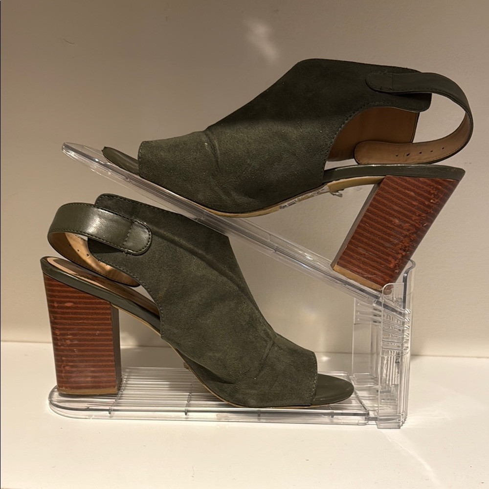 Penny Loves Kenny Green and Brown Slingback Heels